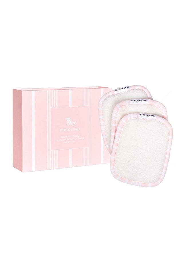 Dock & Bay Reusable Makeup Pads Face & Skin Cleaner Ultra Soft Washable 3 Pack With Included Wash Bag (12X10Cm) Peppermint Pink  - Image 1