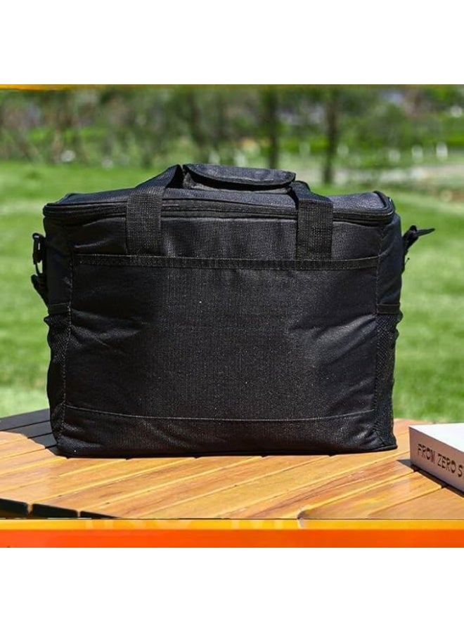 Extra large, heavy-duty, reusable insulated thermal shopping bag with a 40-liter capacity, featuring a zipper closure, foldable design, ideal for storing hot and cold foods, suitable for shopping and travel, measuring 47 x 27 x 30 cm, durable. - Image 4