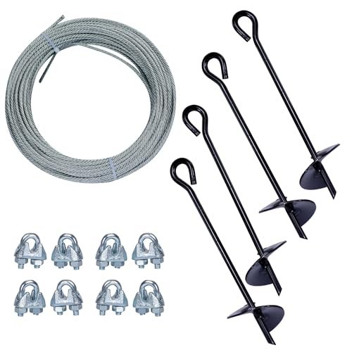Tie Down 59070 Galvanized Cable (Includes 4 Anchors, 8 Clamps, 50 Feet Galvanized Cable) , Black - Image 1