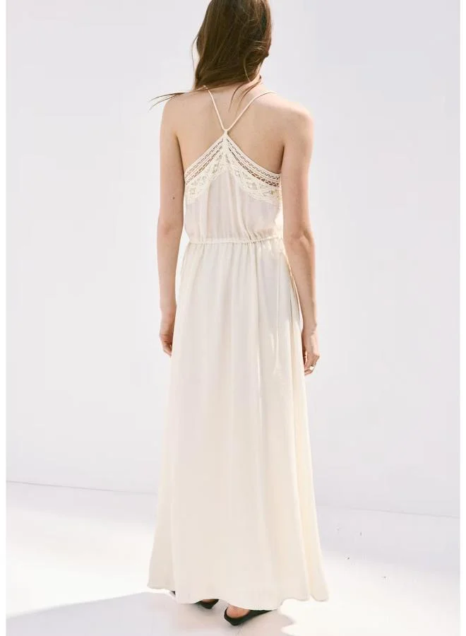 Mango Crinkled Dress With Openwork Embroidery