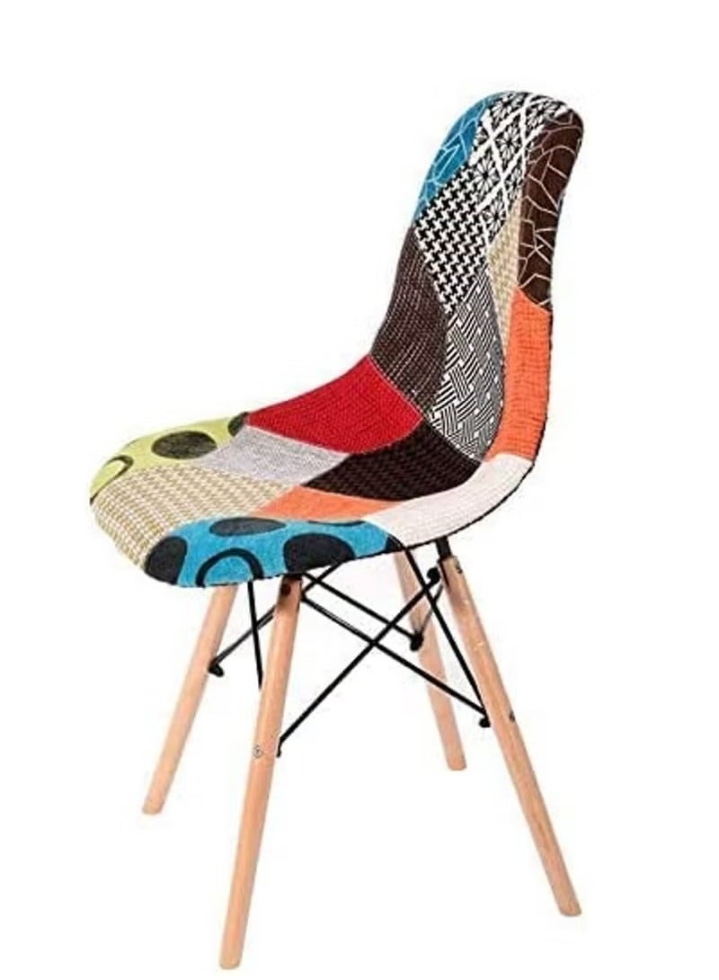 جالاكسي ديزاين كرسي طعام عصري من جالاكسي ديزاين، مصنوع من البلاستيك مع أرجل من القماش والخشب، لون أزرق وبرتقالي، المقاس (الطول × العمق × الارتفاع) 41 × 40 × 83 سم، الموديل JEAM3 - Image 1