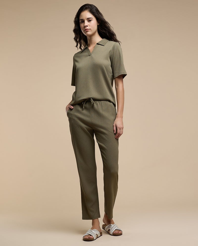 R&B Textured Top With Collared Neck And Short Sleeves - Image 2