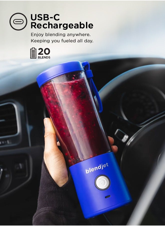 blendjet - V2 Portable Blender Smoothie Maker, Personal Blender, Fruit Blender, Leak Proof Juicer, BPA-Free 475ml 200W Sports Bottle, USB-C Rechargeable, Ice Crusher with Stainless Steel Blades - Royal - Image 1