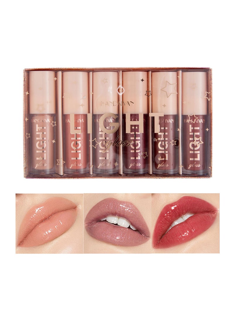 Handaiyan - Lip Gloss Set 6 Pcs Hydrating Moisturizing Long Lasting High Glossy Light Stain Super Shiny Balm Oil Tinted Treatment Glow Glass Shine Makeup Colored Bright Lifter For Women Girls - Image 1