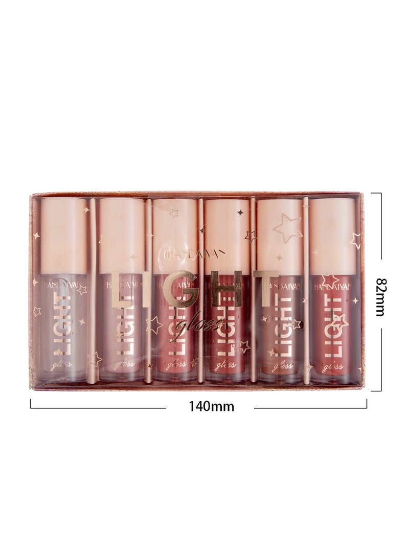 Handaiyan - Lip Gloss Set 6 Pcs Hydrating Moisturizing Long Lasting High Glossy Light Stain Super Shiny Balm Oil Tinted Treatment Glow Glass Shine Makeup Colored Bright Lifter For Women Girls - Image 1