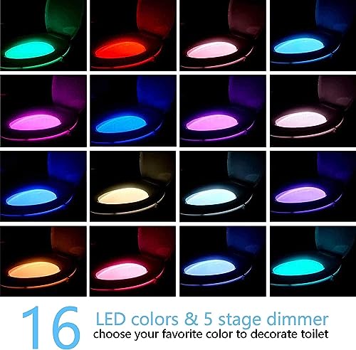 Chunace 2 Pack Toilet Night Lights with Motion Activated Sensor,16-Color Changing LED Inside Toilet Bowl Nightlight, Cool Stuff for Bathroom Accessories Decor, Unique Gadgets for Men and Kids Brithday Gifts - Image 5