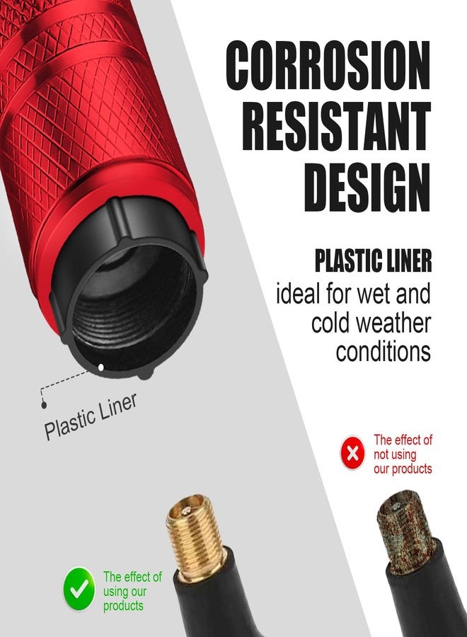 DESOUL Tire Valve Stem Caps - (4 Pack) Premium Metal Air Caps with Plastic Liner, Durable, Corrosion Resistant and Leak-Proof, Universal Fit for Cars, Trucks, Motorcycles, and Bikes - Red - Image 2