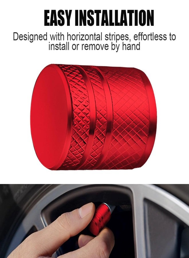 DESOUL Tire Valve Stem Caps - (4 Pack) Premium Metal Air Caps with Plastic Liner, Durable, Corrosion Resistant and Leak-Proof, Universal Fit for Cars, Trucks, Motorcycles, and Bikes - Red - Image 4
