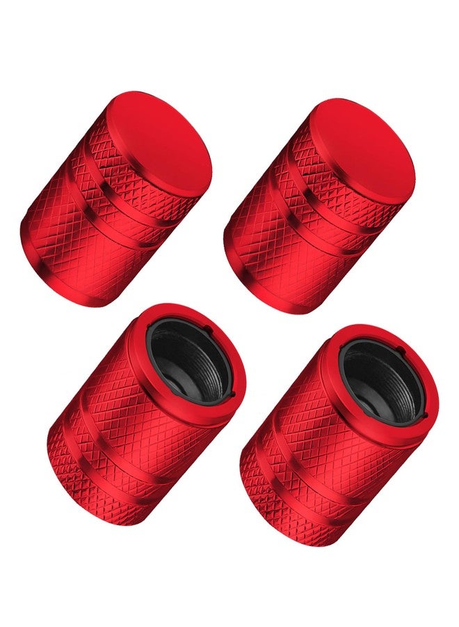 DESOUL Tire Valve Stem Caps - (4 Pack) Premium Metal Air Caps with Plastic Liner, Durable, Corrosion Resistant and Leak-Proof, Universal Fit for Cars, Trucks, Motorcycles, and Bikes - Red - Image 1