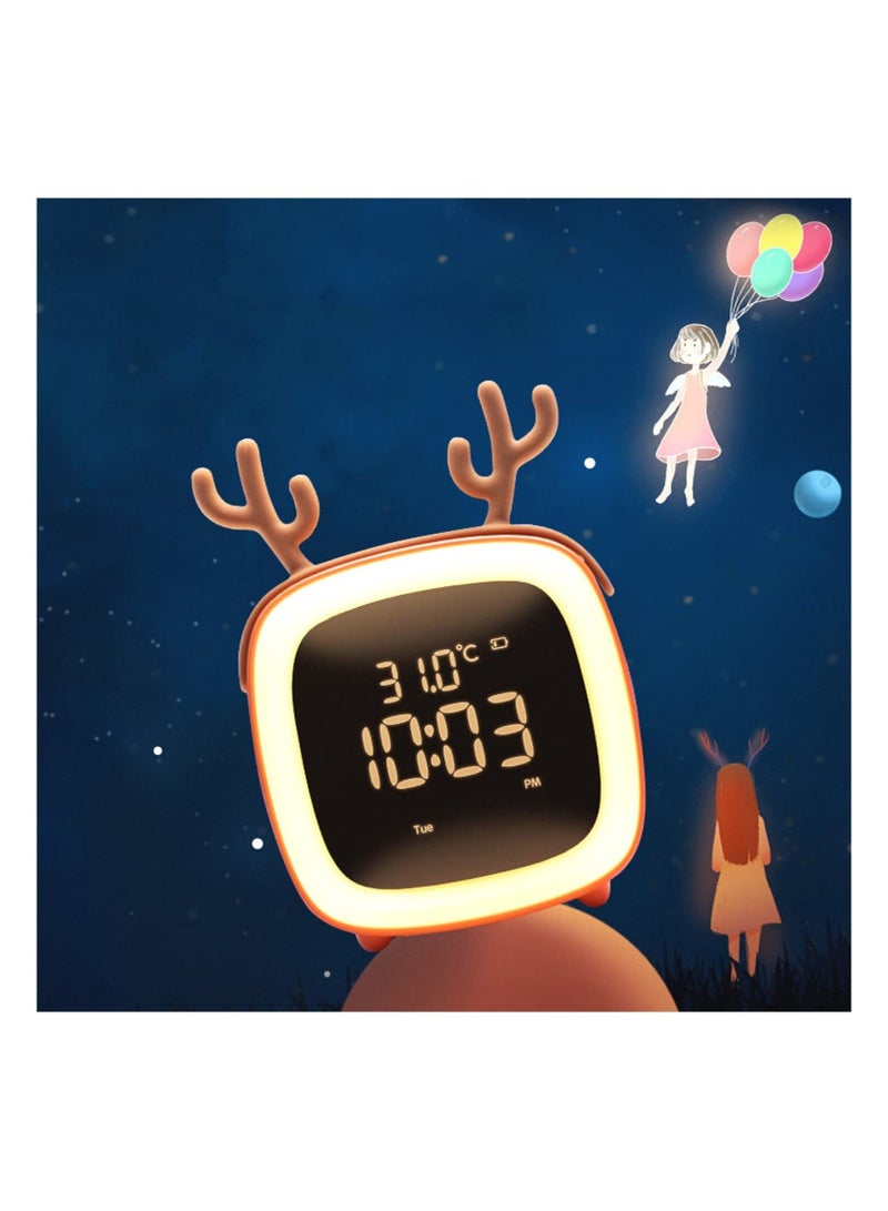 Captaintech Kids Alarm Clock,Sleep & Wake Clock with Snooze,Voice Control Sensor Night Light Clock,Bedside Clock Handheld Size,Gifts for Boys Girls Teens and Students - Image 2