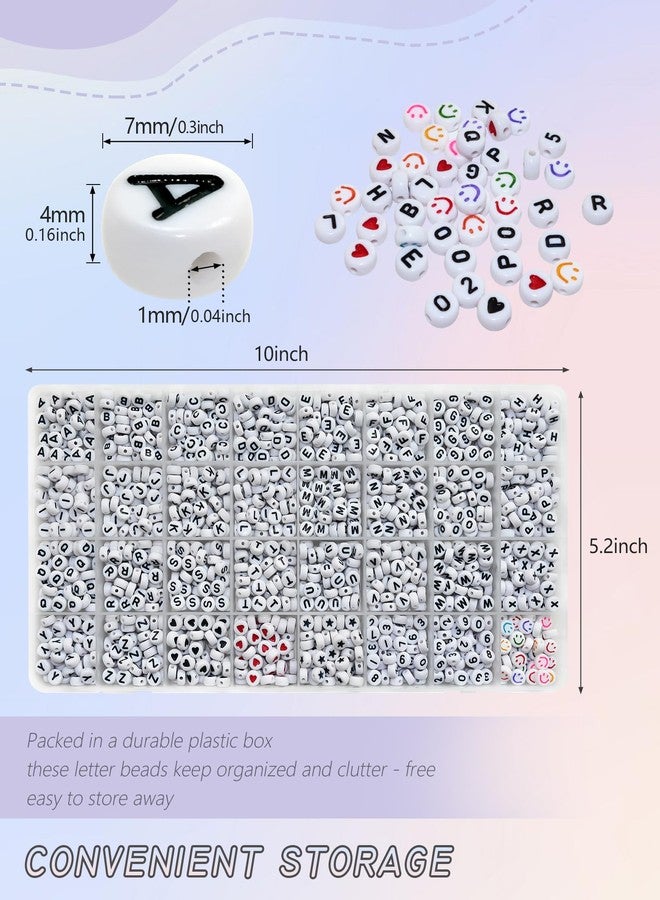 Looconi Amaney 1450pcs Alphabet Beads 4x7mm White Round Flat Acrylic Letter Beads A-Z Red Heart and Black Heart Beads for Jewelry Making Bracelets Necklaces Key Chains - Image 3