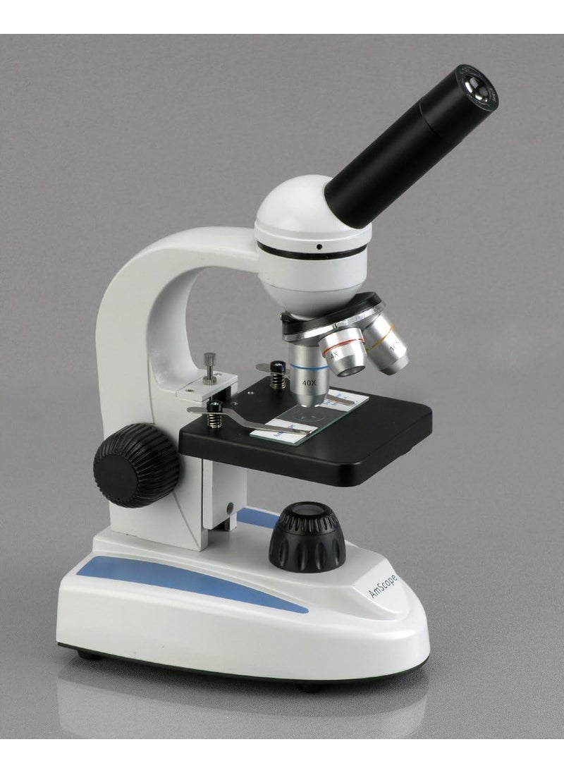 AmScope AmScope M149CWME Digital Compound Monocular Microscope WF10x and WF25x Eyepieces 40x1000x Magnification LED Illumination Brightfield SingleLens Condenser Plain Stage 110V or BatteryPowered HeavyDuty Metal Frame Includes Book 03MP Camera and Software  - Image 5