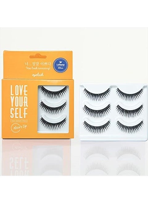 [NOON'S UP LOVE YOURSELF False Eyelash 3 Pairs] – Glue is not included!! Eyelash, Fake Eyelash, Eye Lashes, Eyebrow growth, Dramatic Lashes, Lashes with Glue (LOLLIPOP)