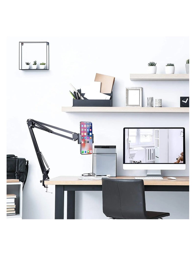 Generic - Adjustable Phone and Microphone Stand with Flexible Arm – Heavy Duty Desk Mount for Content Creators, Live Streaming, Podcasting, and Video Recording - Image 1