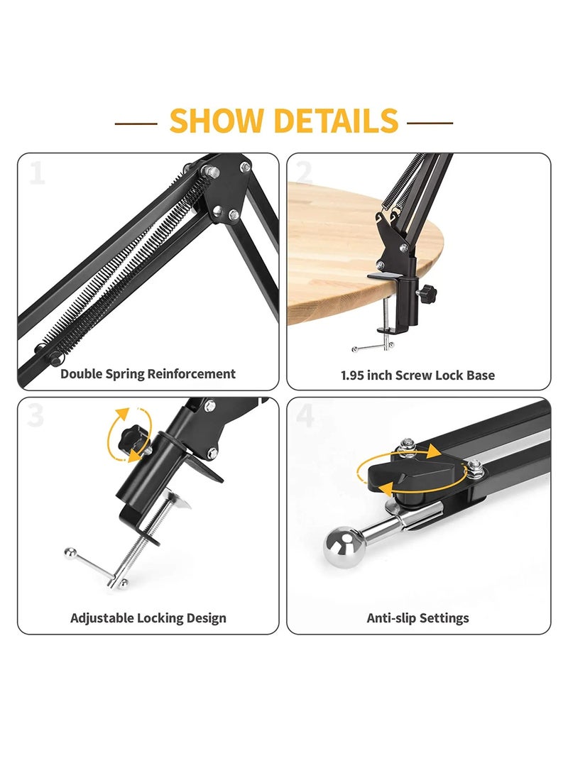 Generic - Adjustable Phone and Microphone Stand with Flexible Arm – Heavy Duty Desk Mount for Content Creators, Live Streaming, Podcasting, and Video Recording - Image 1