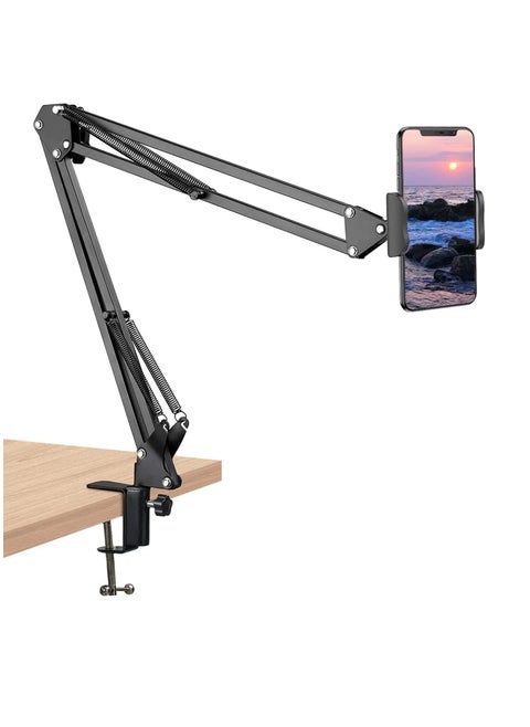 Adjustable Phone and Microphone Stand with Flexible Arm – Heavy Duty Desk Mount for Content Creators, Live Streaming, Podcasting, and Video Recording