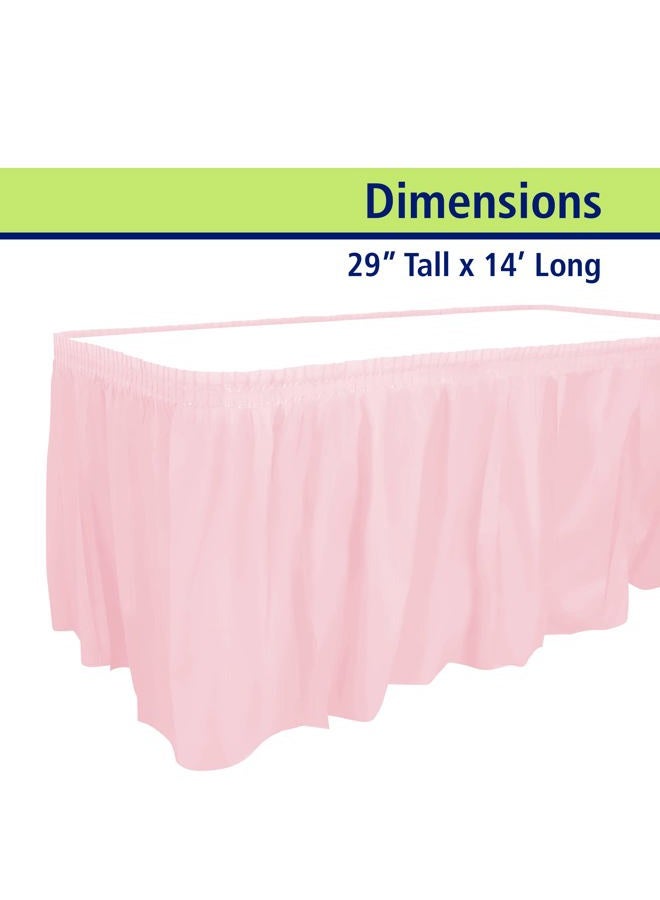 Party Dimensions Single Count Plastic Table Skirt, 29 by 14-Feet, Pink - Image 2