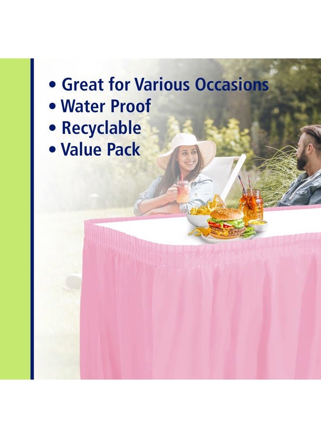 Party Dimensions Single Count Plastic Table Skirt, 29 by 14-Feet, Pink - Image 3