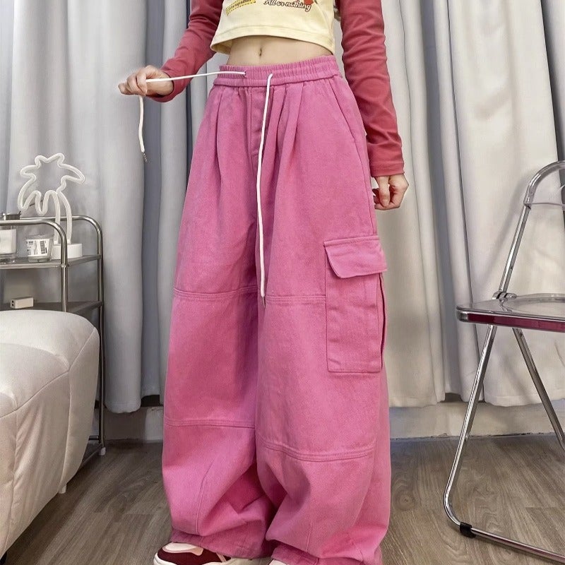 Workwear Casual Pants Women'S Washed Distressed Casual Pants Draping Retro Loose Straight Wide-Leg Pants - Image 4