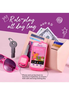 FRIEET Play Purse for Little Girls, Kids Purse with Pretend Makeup for Toddlers, Princess Pretend Play Toys Accessories with Handbag, Phone,Watch,Birthday Gift for Age 3 4 5 6 7 8  - Image 3