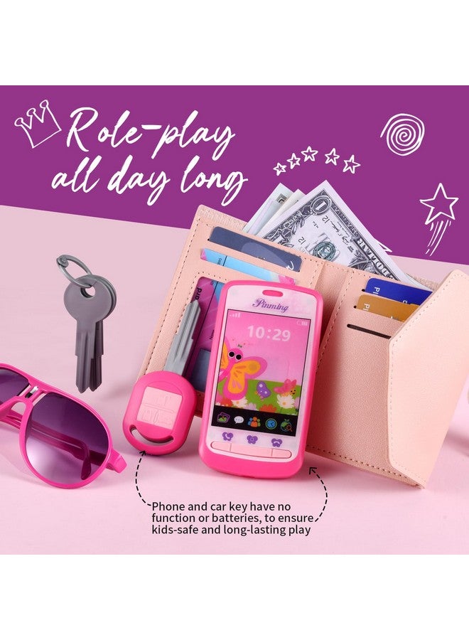 FRIEET Play Purse for Little Girls, Kids Purse with Pretend Makeup for Toddlers, Princess Pretend Play Toys Accessories with Handbag, Phone,Watch,Birthday Gift for Age 3 4 5 6 7 8  - Image 3
