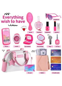 FRIEET Play Purse for Little Girls, Kids Purse with Pretend Makeup for Toddlers, Princess Pretend Play Toys Accessories with Handbag, Phone,Watch,Birthday Gift for Age 3 4 5 6 7 8  - Image 4