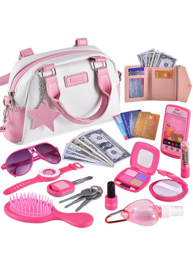 FRIEET Play Purse for Little Girls, Kids Purse with Pretend Makeup for Toddlers, Princess Pretend Play Toys Accessories with Handbag, Phone,Watch,Birthday Gift for Age 3 4 5 6 7 8  - Image 1