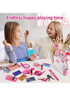 FRIEET Play Purse for Little Girls, Kids Purse with Pretend Makeup for Toddlers, Princess Pretend Play Toys Accessories with Handbag, Phone,Watch,Birthday Gift for Age 3 4 5 6 7 8  - Image 5