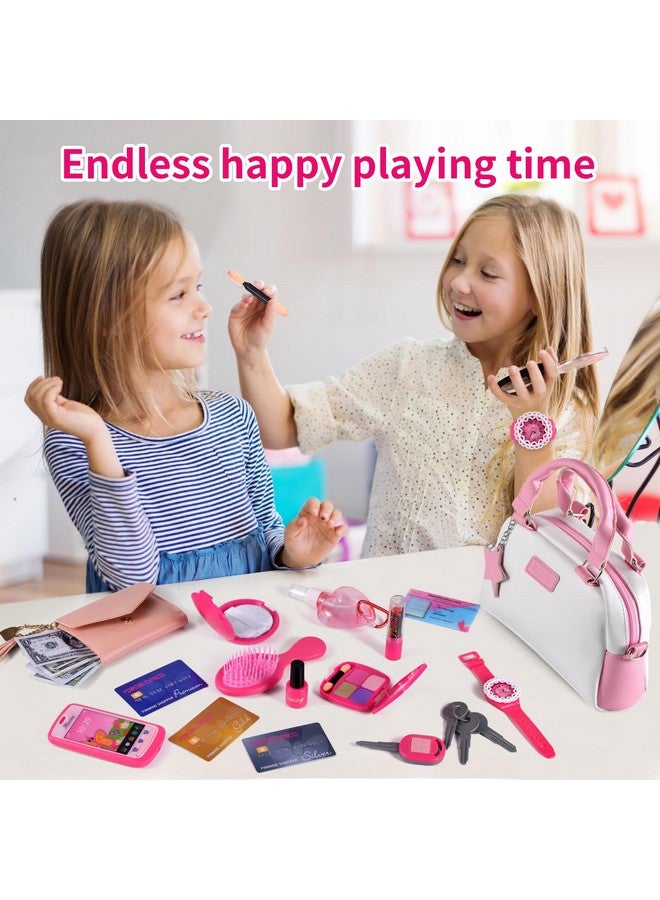 FRIEET Play Purse for Little Girls, Kids Purse with Pretend Makeup for Toddlers, Princess Pretend Play Toys Accessories with Handbag, Phone,Watch,Birthday Gift for Age 3 4 5 6 7 8  - Image 5