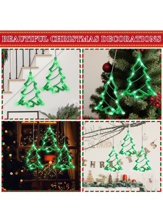 BEEWIN 30 LED Christmas Window Lights,3 Green Lighted Christmas Tree with 8 Modes Timer,USB & Battery Operated Hanging Tree Lights for Wall,Glass,Indoor Outdoor,Party,Xmas,New Year Decorations - Image 2
