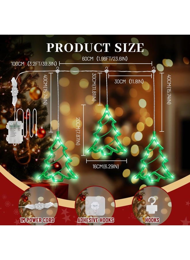 BEEWIN 30 LED Christmas Window Lights,3 Green Lighted Christmas Tree with 8 Modes Timer,USB & Battery Operated Hanging Tree Lights for Wall,Glass,Indoor Outdoor,Party,Xmas,New Year Decorations - Image 4