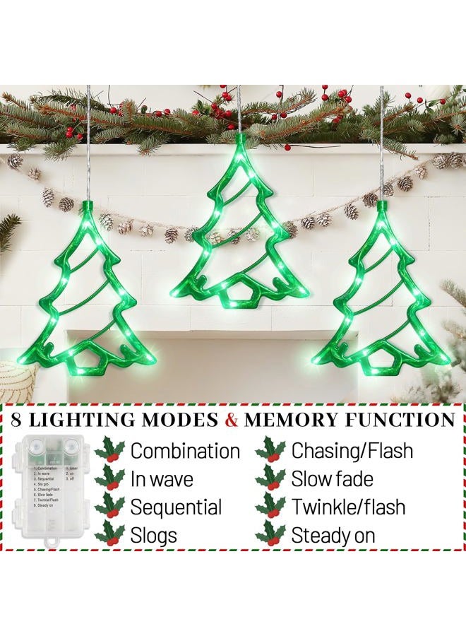 BEEWIN 30 LED Christmas Window Lights,3 Green Lighted Christmas Tree with 8 Modes Timer,USB & Battery Operated Hanging Tree Lights for Wall,Glass,Indoor Outdoor,Party,Xmas,New Year Decorations - Image 5