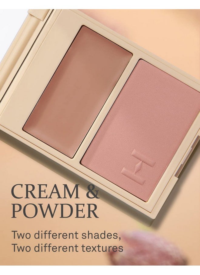HINCE أحمر خدود True Dimension Layering Cheekl001 Allure In The Air Cream & Pressed Powder بلونين وملمس مختلفين، مكياج أحمر خدود حريري بدون درزات يدوم طويلاً، بيج باهت وبيج وردي أنيق  - Image 4