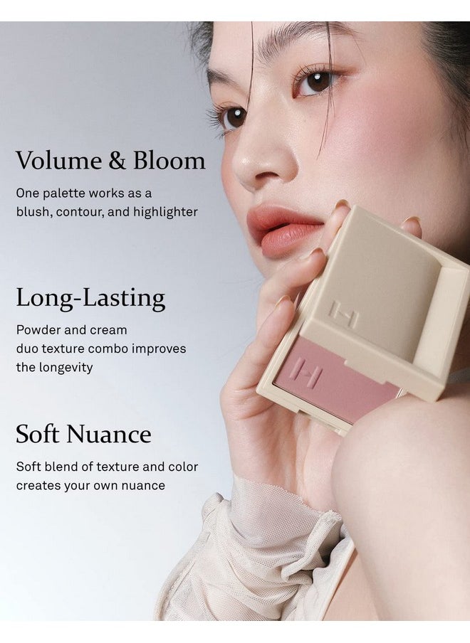 HINCE أحمر خدود True Dimension Layering Cheekl001 Allure In The Air Cream & Pressed Powder بلونين وملمس مختلفين، مكياج أحمر خدود حريري بدون درزات يدوم طويلاً، بيج باهت وبيج وردي أنيق  - Image 3