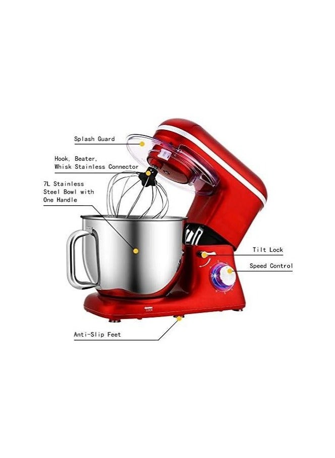 Stand Mixer,1100W 6-Speed 7L Tilt-Head Food Mixer, Electric Kitchen Mixer with Dough Hook, Wire Whip & Beater.  - Image 2