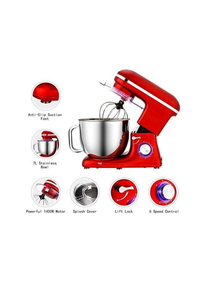 Stand Mixer,1100W 6-Speed 7L Tilt-Head Food Mixer, Electric Kitchen Mixer with Dough Hook, Wire Whip & Beater.  - Image 3