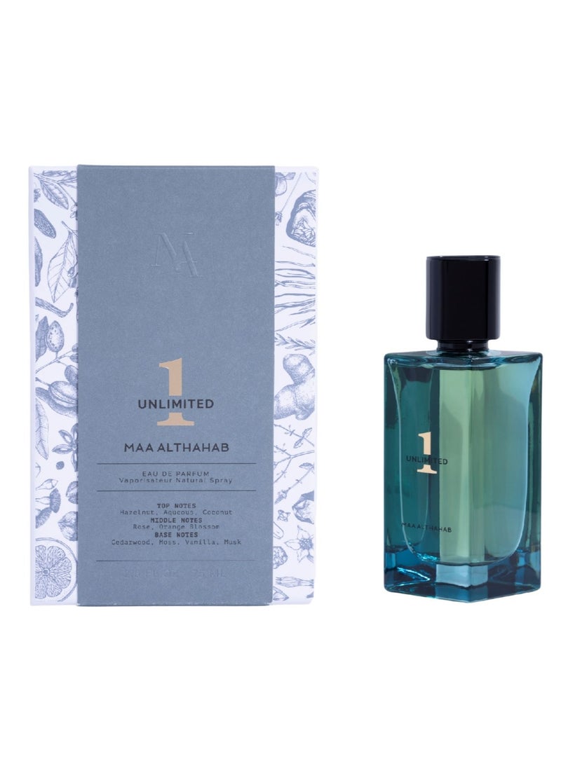MAA ALTHAHAB | Unlimited 1 EDP | Long-Lasting & Bold Unisex Fragrance | 75 ML | For Those Who Dare to Be Limitless