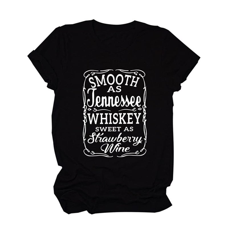 Cross-Border New Product Smooth as Jennessee Fun Letter Printed Short-Sleeved Round Neck T-Shirt Top in Stock - Image 5