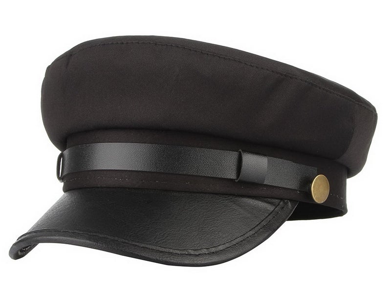 GEMVIE Chauffeur Hat for Men Women Newsboy Cap Greek Fisherman Hat British Fiddler Hat Black - Image 1