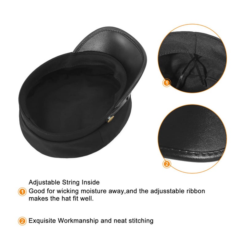 GEMVIE Chauffeur Hat for Men Women Newsboy Cap Greek Fisherman Hat British Fiddler Hat Black - Image 4