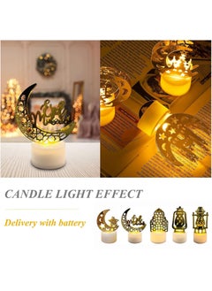 VUCATIN 5PCS Ramadan Lights Decorations for Home Ramadan Mini Lantern Lights Decoration Golden Moon Star Mosque LED Candle Light for Eid Mubarak Party Decor Muslim Islam Festival Table Ornaments  - Image 3