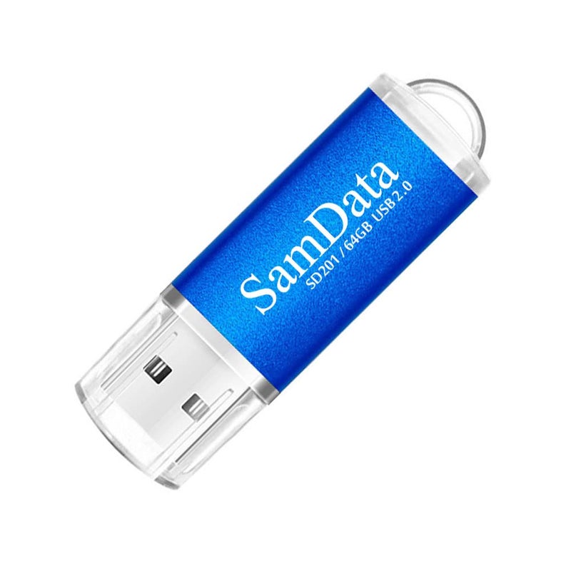 SamData 1 Pack 64GB USB Flash Drives USB 2.0 Thumb Drives Memory Stick Jump Drive Zip Drive, Blue - Image 1