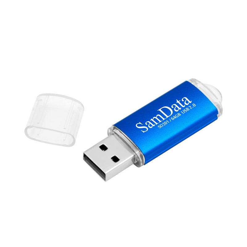 SamData 1 Pack 64GB USB Flash Drives USB 2.0 Thumb Drives Memory Stick Jump Drive Zip Drive, Blue - Image 2