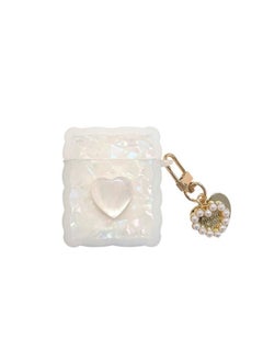 Square Shell Pattern For Apple AirPods Pro1/2/3 Generation Wireless Bluetooth Headset Cover Frosted Square Soft-Color:Shell Pattern Love + Pendant-Applicable Model:AirPods 1/2 Generation Universal