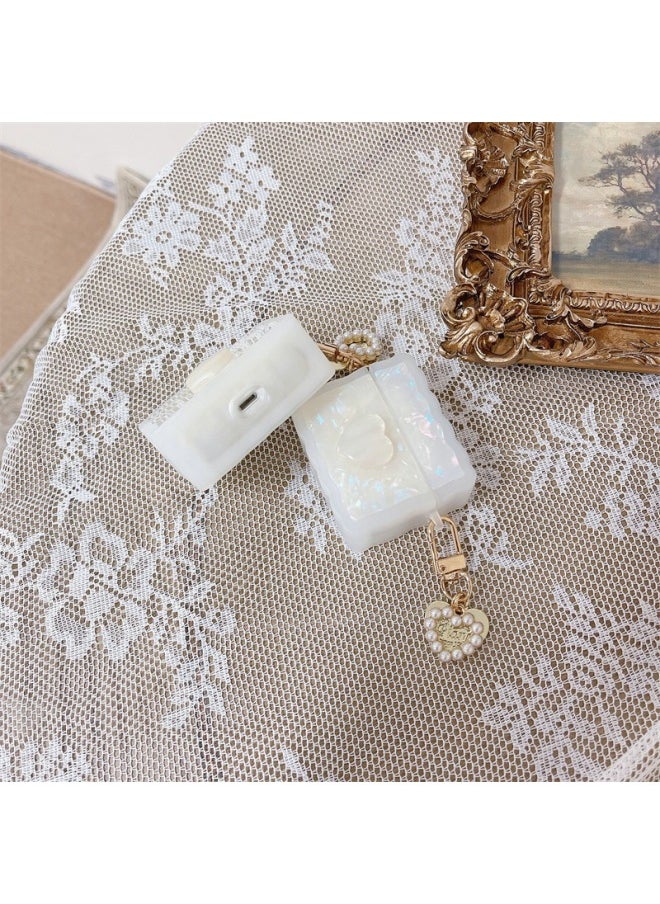 Generic - Square Shell Pattern For Apple AirPods Pro1/2/3 Generation Wireless Bluetooth Headset Cover Frosted Square Soft-Color:Shell Pattern Love + Pendant-Applicable Model:AirPods 1/2 Generation Universal - Image 1