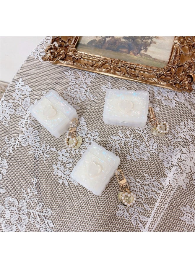 Generic - Square Shell Pattern For Apple AirPods Pro1/2/3 Generation Wireless Bluetooth Headset Cover Frosted Square Soft-Color:Shell Pattern Love + Pendant-Applicable Model:AirPods 1/2 Generation Universal - Image 1