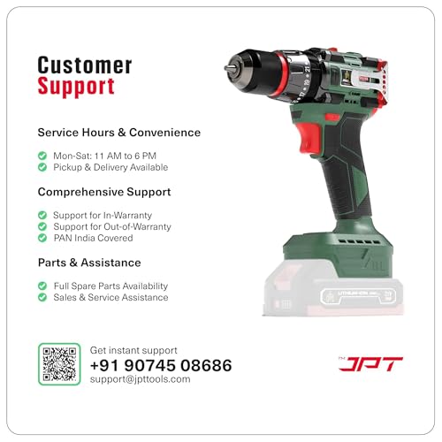 JPT New Pro Series Brushless 21-Volt Cordless Impact Drill Machine With Tool Bag,1700 RPM Speed,25+3 Gears,2 Speed Modes,3/8-Inch Metal Keyless Chuck (Battery & Charger Not Included), Multicolour - Image 3