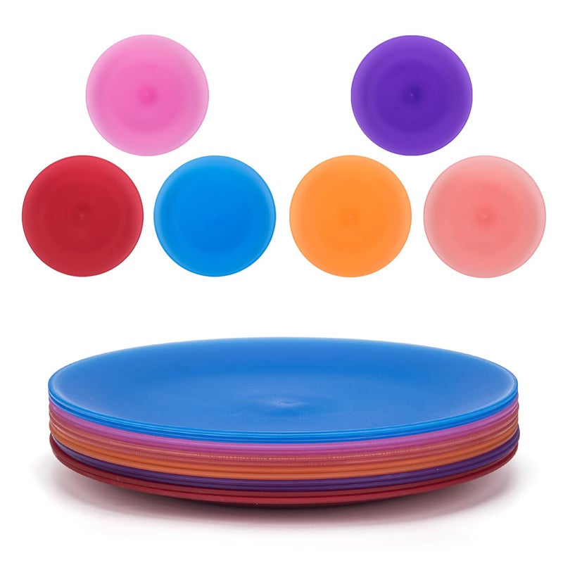 KXWARE Everyday Plates set of 12  Unbreakable and Reusable 10 inch Plastic Dinner Plates Coastal Color  Dishwasher Safe BPA Free