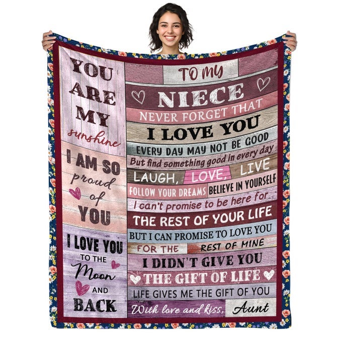NIECE GIFTS BLANKET FROM AUNTIE BIRTHDAY GIFTS FOR NIECE ADULT FROM AUNT TO MY NIECES THROW BLANKET 50 X 60