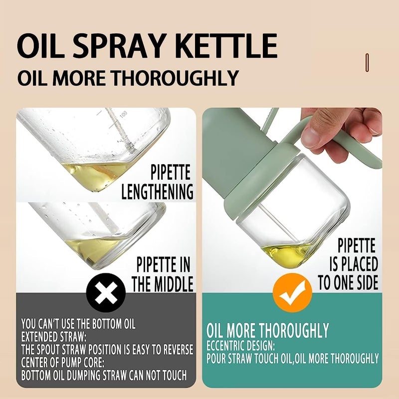 Omdhanu Oil Sprayer for Cooking Glass Olive Oil Spray Bottle 200ml Kitchen Oil Mister Oil Dispenser for Air Fryer BBQ Salad Frying Baking Grilling Easy to Refill and Clean 1 PCS - Image 3